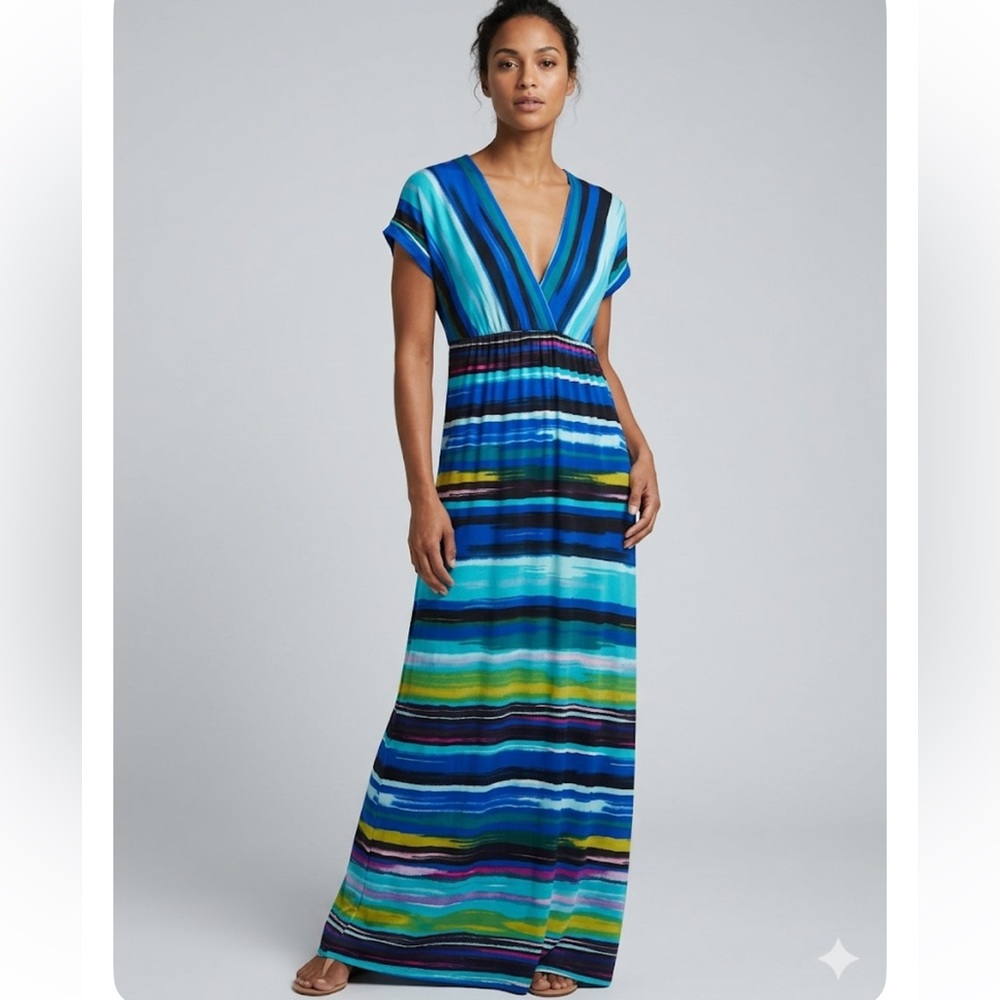 Calvin Klein Blue Multi-Stripe Maxi Dress